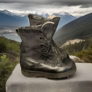 Wellco Vibram  Black‎ Canvas Leather Combat Boots Mens Size 5 W